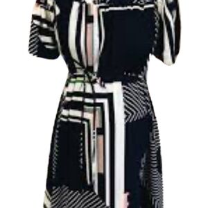 Hello Miz Maternity Navy & Ivory Multi-Stripe Maternity Off-Shoulder Dress